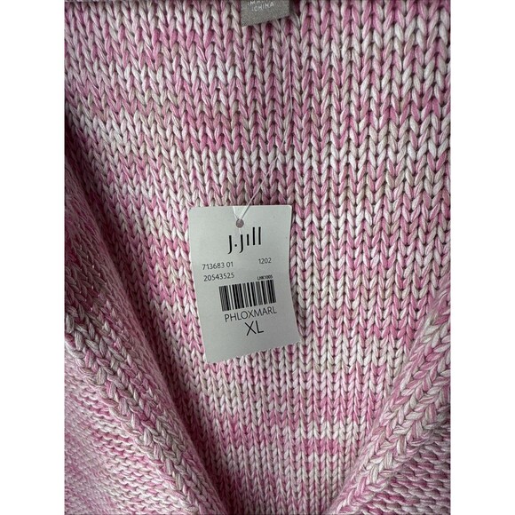 NWT J Jill Sweater Tunic Pink White Marled Knit Size XL 100% Cotton - Picture 2 of 9